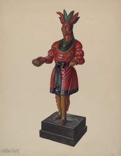 Cigar Store Indian by Walter Hochstrasser, index of american design, 1937