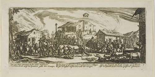 Plundering and Burning a Village, plate seven from The Large Miseries of War by Gerrit Lucasz van Schagen, print, 1612-1635