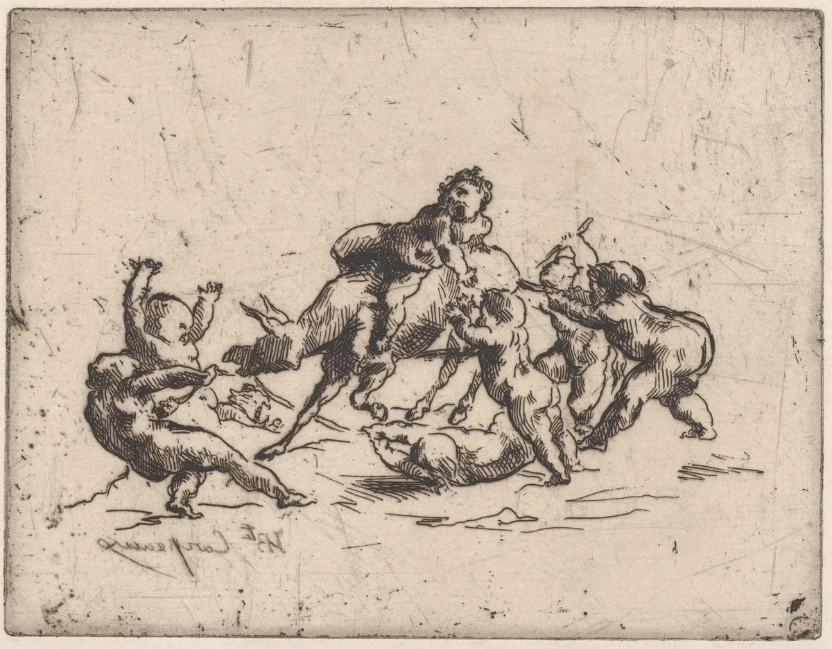Bacchanale with Children and Donkey by Jean Baptiste Carpeaux, print, 1827-1875