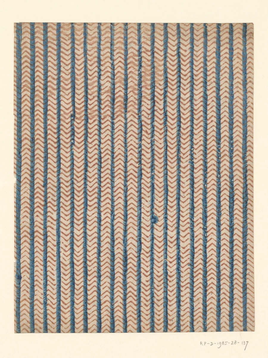 Blad met banenpatroon en doorlopend zigzagpatroon by anonymous, other, 1750-1900