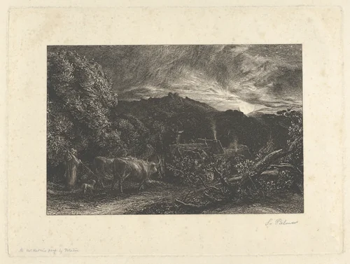 The Weary Ploughman, or The Herdsman, or Tardus Bubulcus by Samuel Palmer, print, 1858