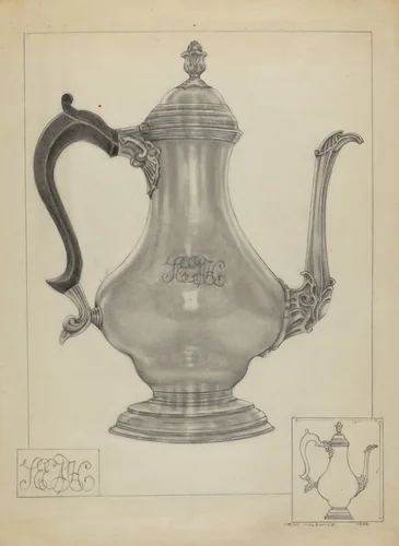 Silver Coffee Pot by Irene Malawicz, index of american design, 1936