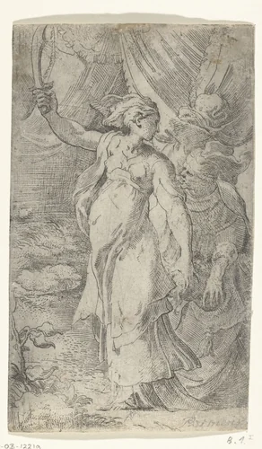 Judith met het hoofd van Holofernes by Parmigianino, print, 1524-1540