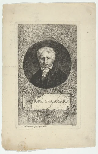 Portrait of Jean Honoré Fragonard by Charles Louis François Le Carpentier, print, 1808