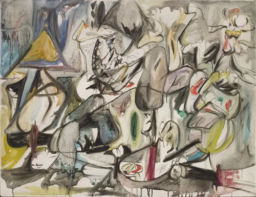 The Leaf of the Artichoke Is an Owl by Arshile Gorky, painting, 1944