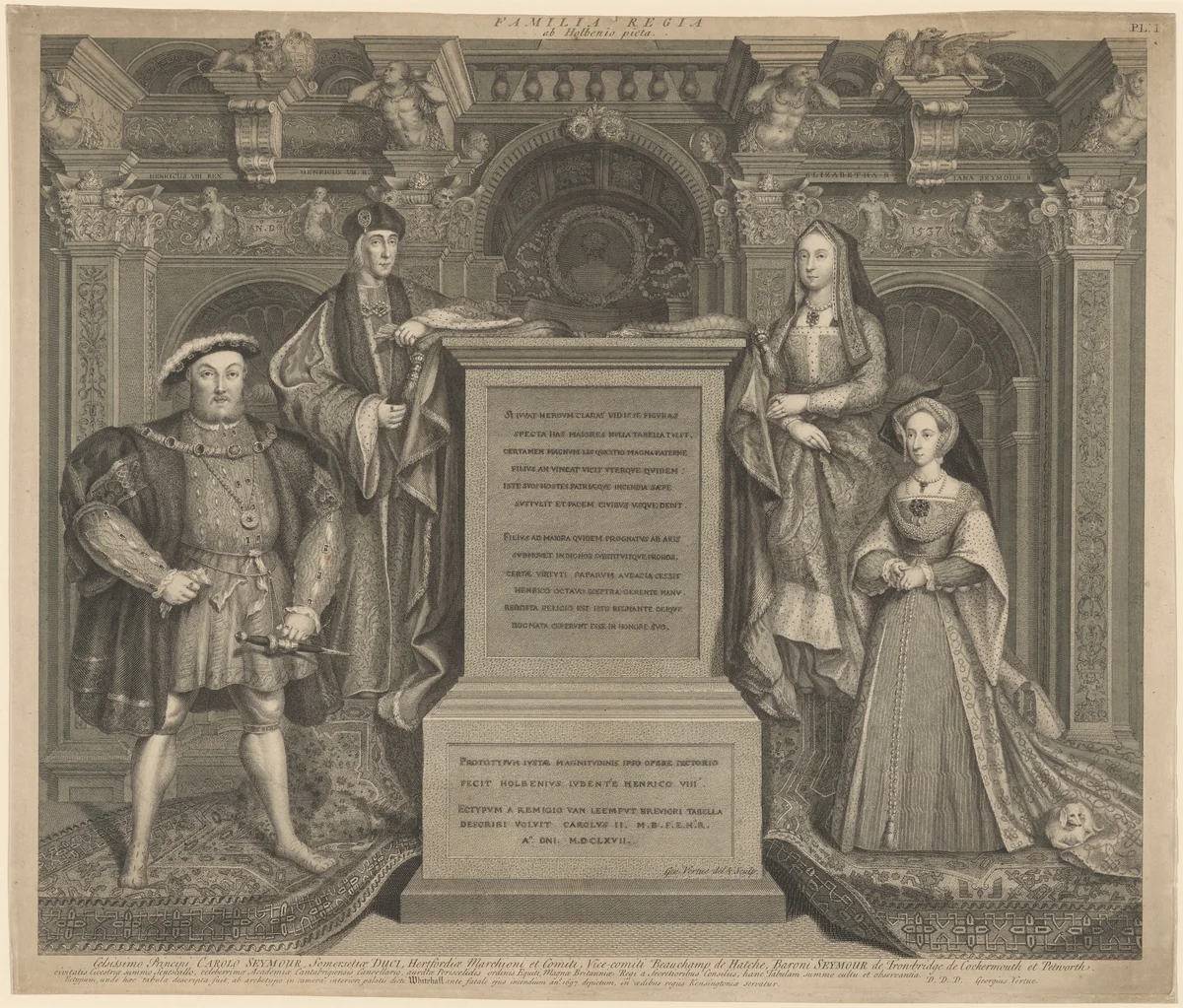 Henry VII and the Family of Henry VIII in Whitehall Palace by George Vertue
Hans Holbein the Younger, print, 1684-1756