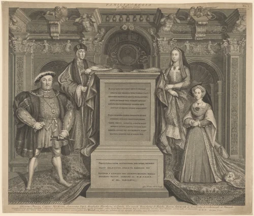 Henry VII and the Family of Henry VIII in Whitehall Palace by George Vertue
Hans Holbein the Younger, print, 1684-1756
