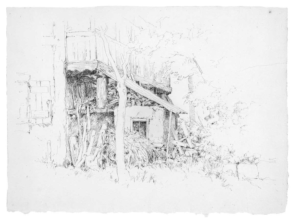 Sheet of a Ruined Shed, Germany by Andrew Fisher Bunner, artwork, 1841-1897