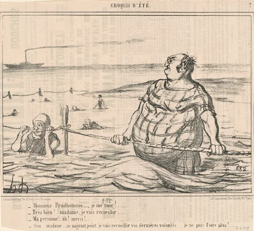 Monsieur Prudhomme ... Je me noie! ... by Honoré Daumier, print, 1855