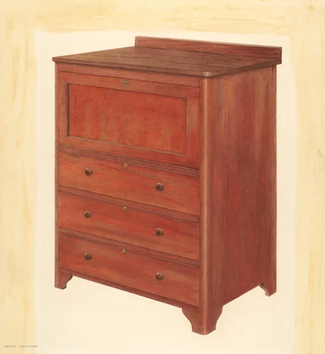 Bishop Hill Square Desk by Archie Thompson, index of american design, 1939