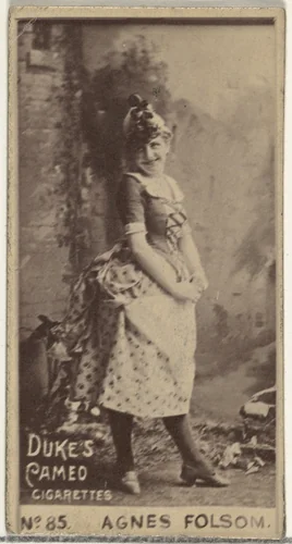 Card Number 85, Agnes Folsom, from the Actors and Actresses series (N145-4) issued by Duke Sons & Co. to promote Cameo Cigarettes by W. Duke, Sons & Co., photograph, 1880-1889
