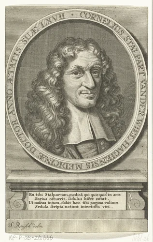 Portret van geneesheer Cornelis Stalpart vander Wiel by anonymous, print, 1687-1767