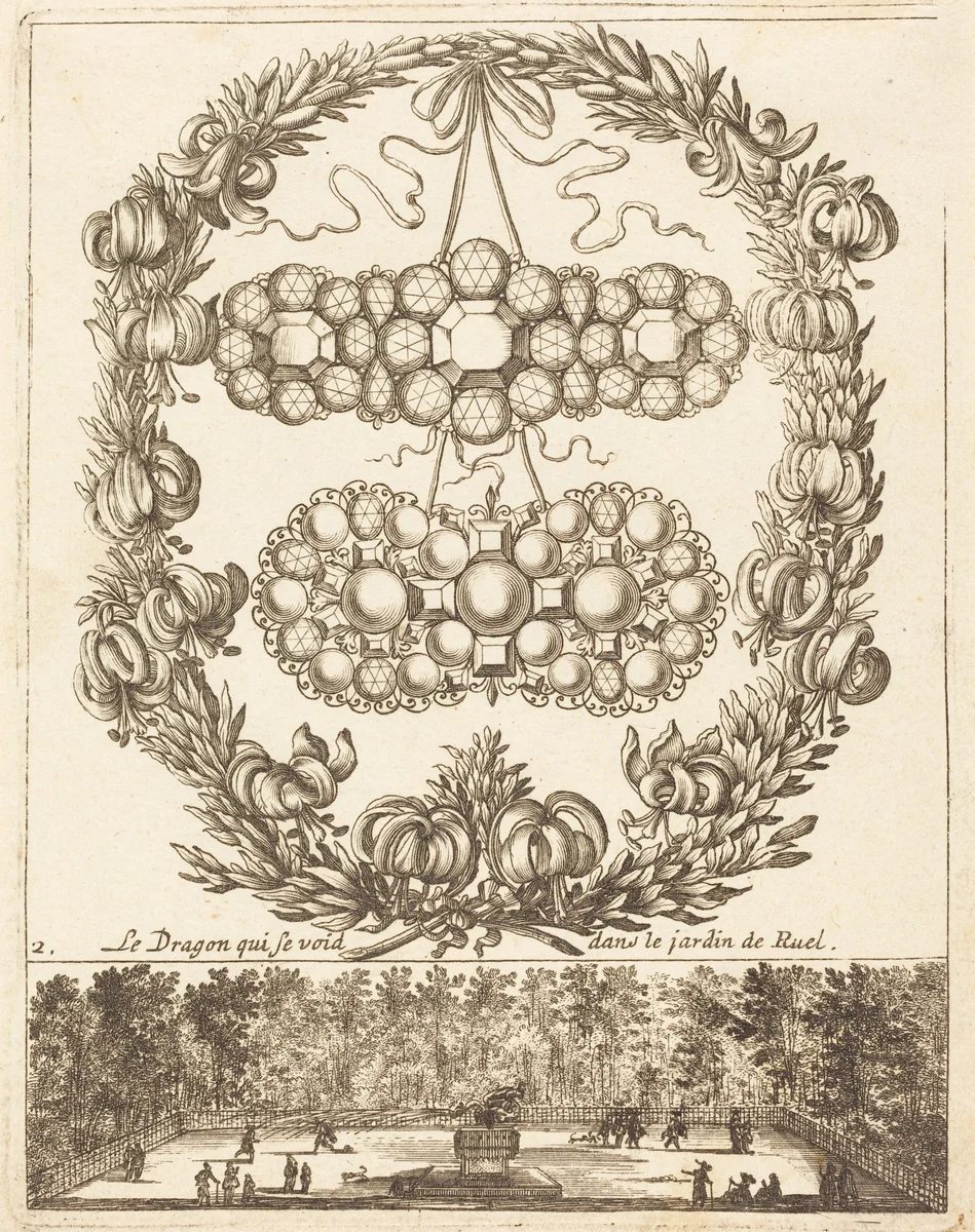 Le dragon qui se void dans le jardin de Ruel by François Le Febvre, print, 1665