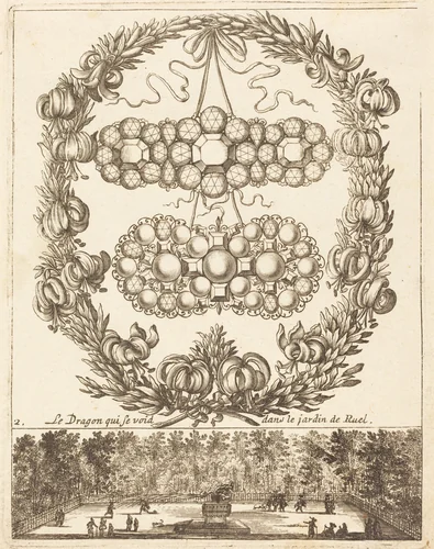 Le dragon qui se void dans le jardin de Ruel by François Le Febvre, print, 1665