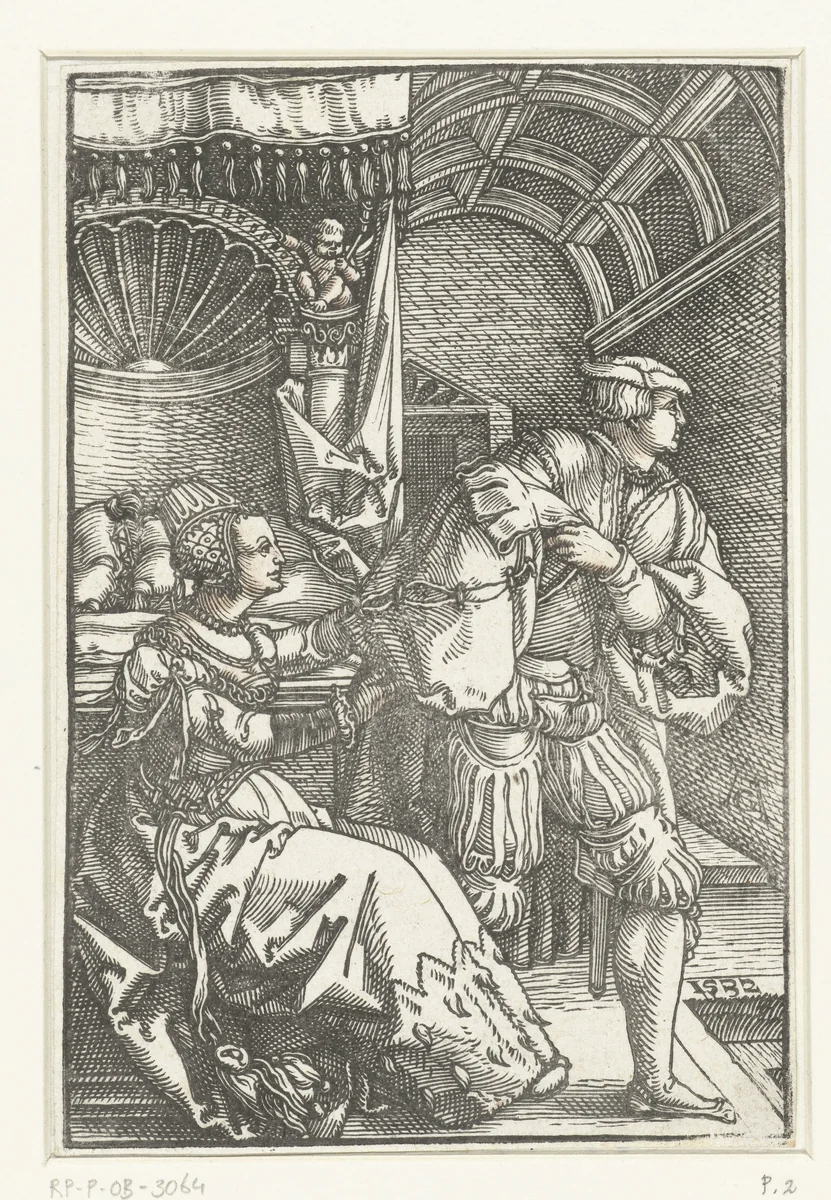 Jozef en de vrouw van Potifar by Unknown, print, 1532