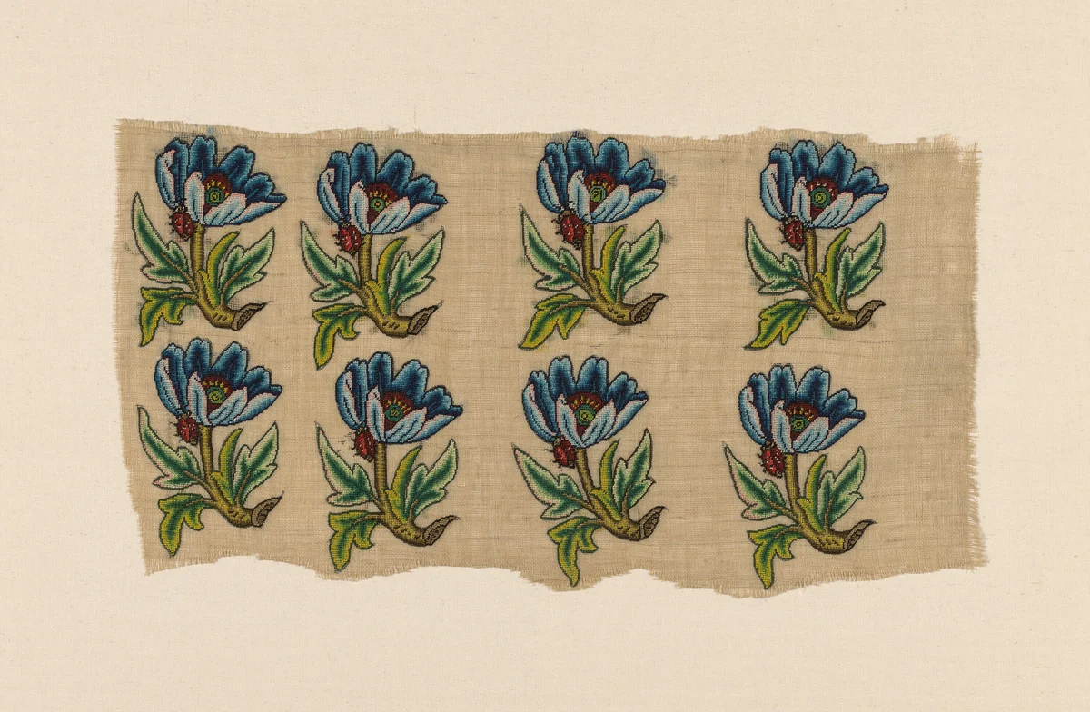 Panel of Uncut "Slip" Designs by England, textile, 1625-1675