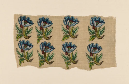 Panel of Uncut "Slip" Designs by England, textile, 1625-1675