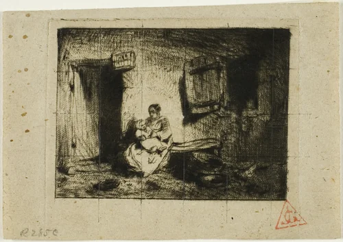 Nursemaid by Charles-Émile Jacque, print, 1843