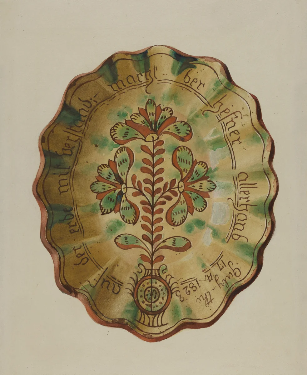 Pennsylvania German Dish by Albert Levone, index of american design, 1936