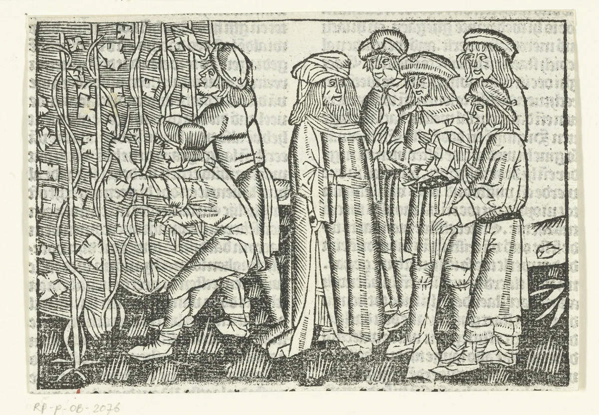 Parabel van de werkers in de wijngaarde by Unknown, print, 1480-1500