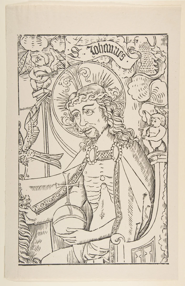 Seated Christ Holding the Orb, a section of the "Crowning of the Virgin" by anonymous, print, 1500-1599