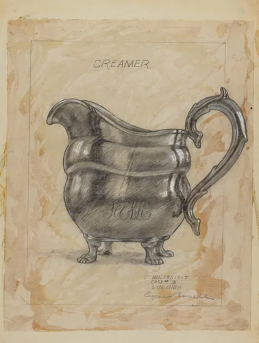 Silver Creamer by Eugene Barrell, index of american design, 1935-1942