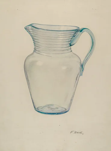 Glass Water Pitcher by Paul Ward, index of american design, 1940