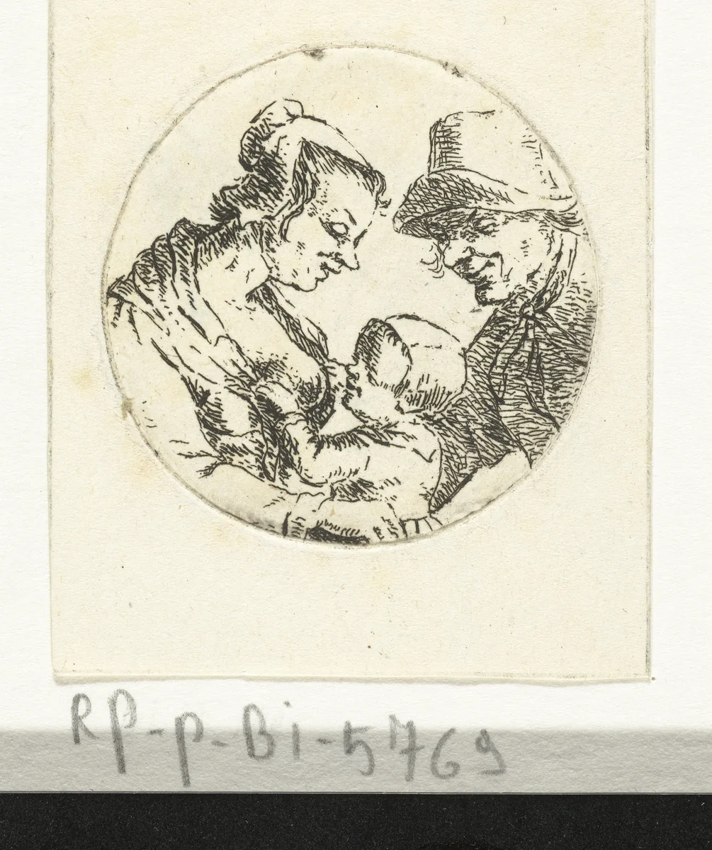 Boer en boerin met kind (versie 2) by Christina Chalon, print, 1758-1808