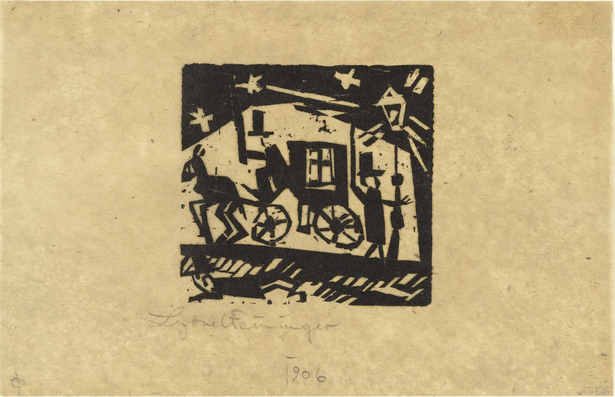 The Hack (Die Mähre) by Lyonel Feininger, print, 1919