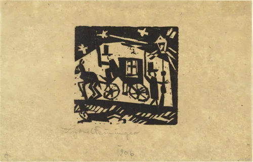 The Hack (Die Mähre) by Lyonel Feininger, print, 1919