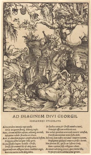 Saint George and the Dragon by Lucas Cranach, print, 1472-1553