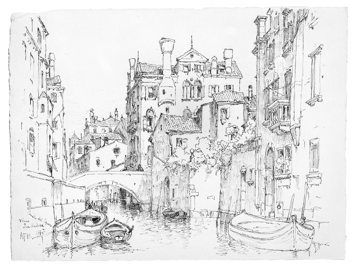 Canale del Squero, Venice by Andrew Fisher Bunner, artwork, 1885