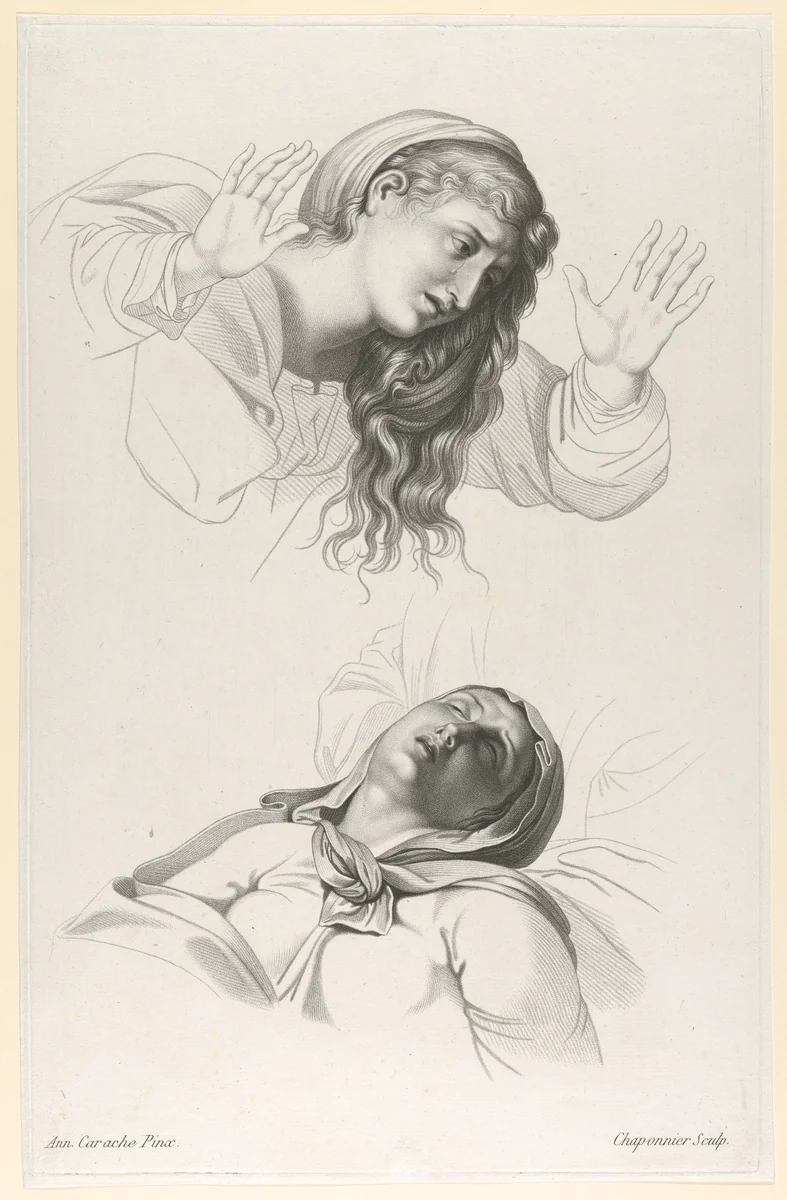 Figures from Annibale Carracci's "The Deposition" by Alexandre Chaponnier, print, 1791-1801