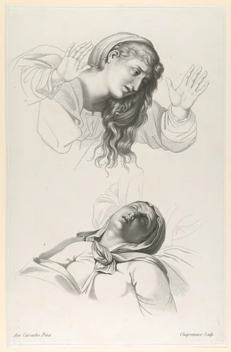 Figures from Annibale Carracci's "The Deposition" by Alexandre Chaponnier, print, 1791-1801