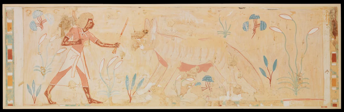 Man Confronting a Hyena, Tomb of Amenemhab by Nina de Garis Davies, artwork, -1479--1400