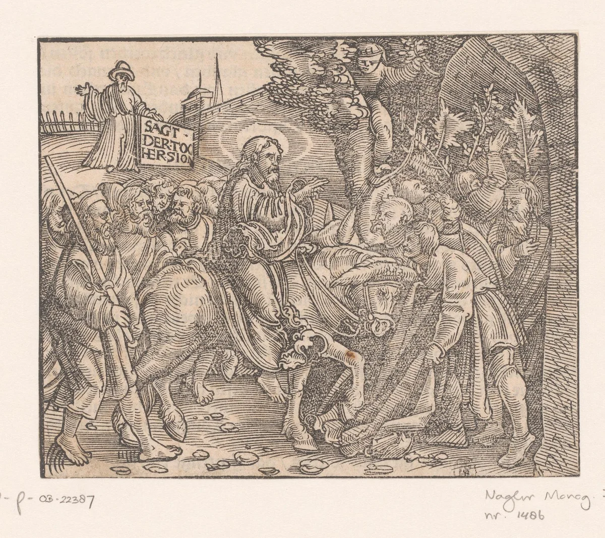 Intocht in Jerusalem by Unknown, print, 1500-1599