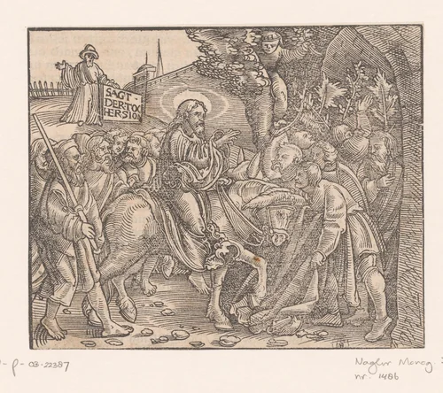 Intocht in Jerusalem by Unknown, print, 1500-1599
