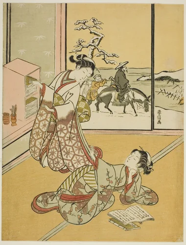 Two Young Women Reading Books by Suzuki Harunobu (鈴木春信), print, 1762-1770