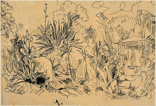 African Village by Rodolphe Bresdin, drawing, 1845-1885