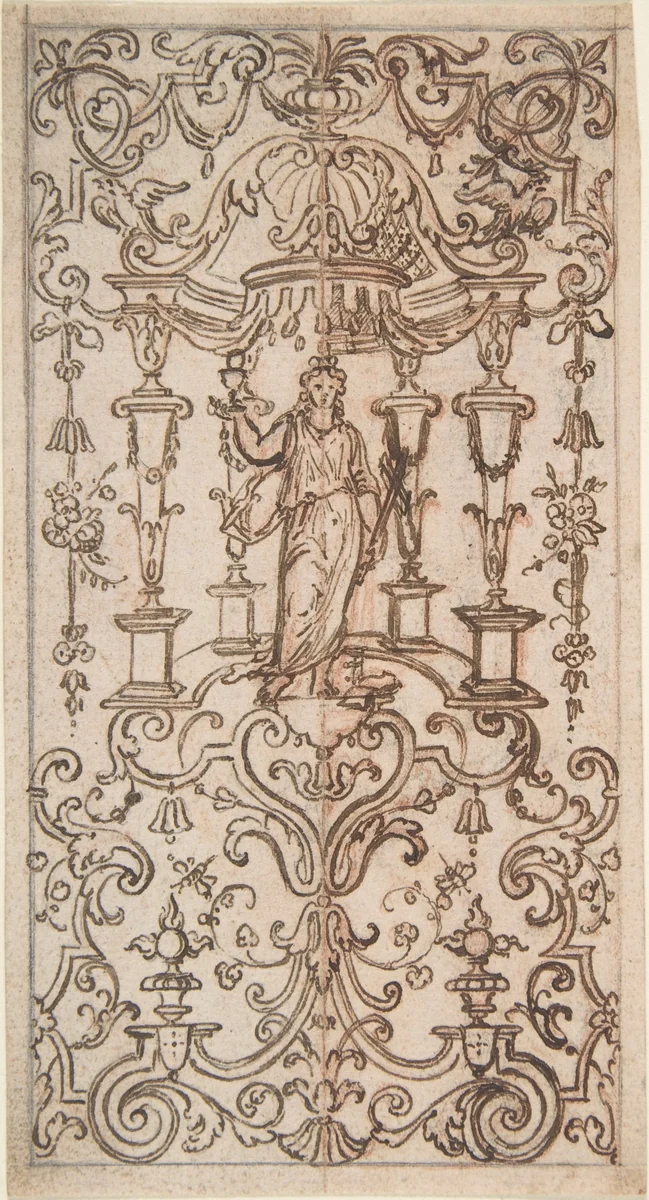 Panel of Ornament by anonymous, drawing, 1600-1700