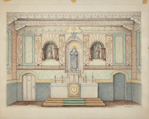 La Purisima Mission - Restored in 1941 by William Kieckhofel, index of american design, 1942