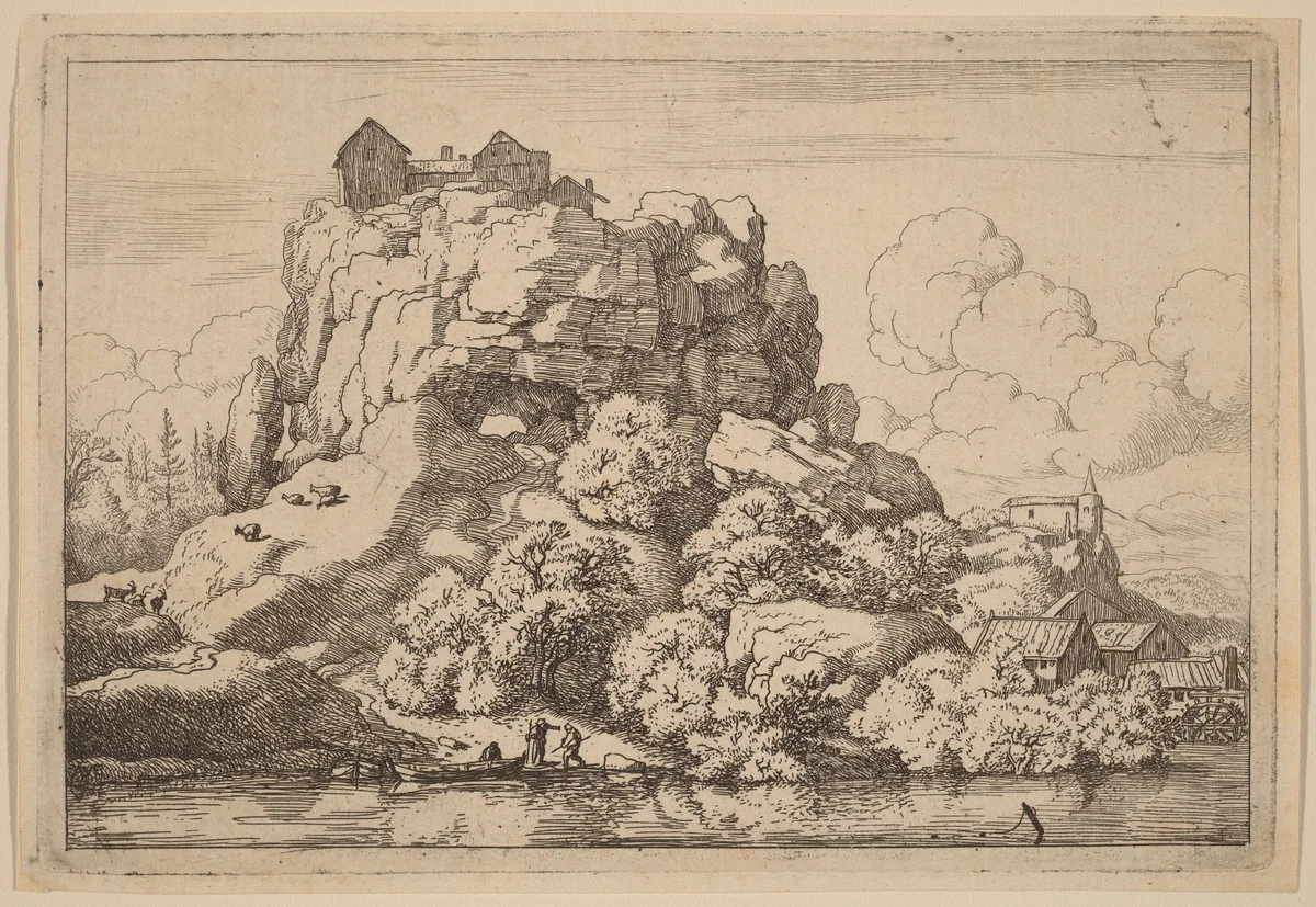 River at the Foot of a High Rock by Allart van Everdingen, print, 1645-1656