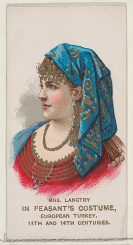Mrs. Langtry in Peasant's Costume of European Turkey from the 13th and 14th Centuries, from the set Actors and Actresses, First Series (N70) for Duke brand cigarettes by W. Duke, Sons & Co., print, 1888-1889