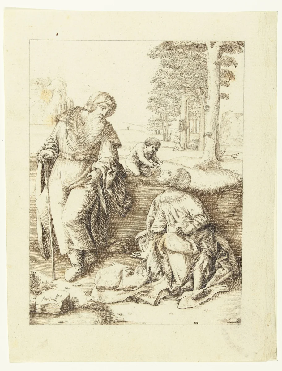 De heilige familie by Unknown, drawing, 1583-1650