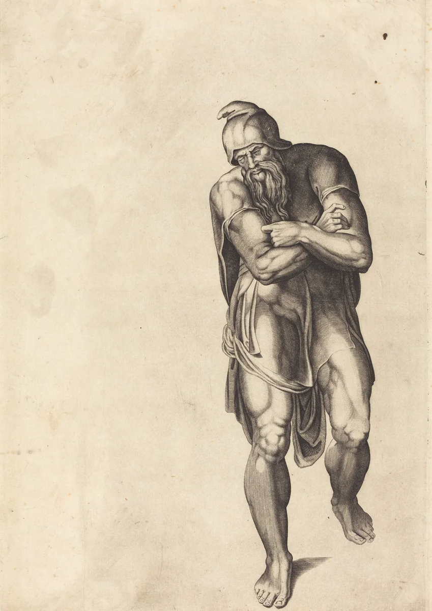 Striding Man by Nicolas Beatrizet, print, 1515-1565