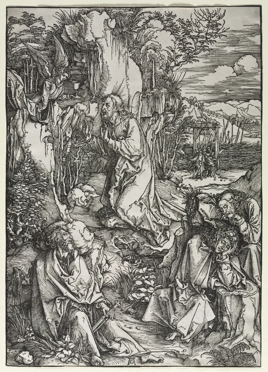The Large Passion: Christ on the Mount of Olives by Albrecht Dürer, print, 1497-1500