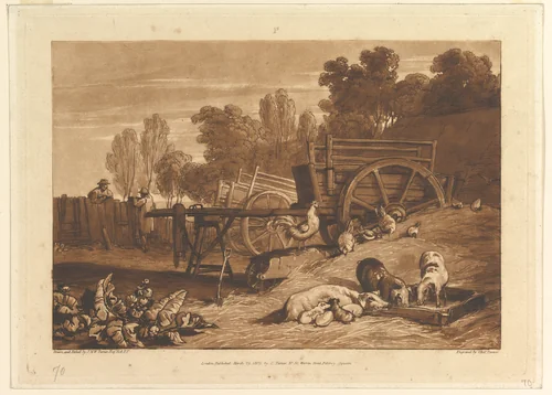 The Farm-Yard with the Cock (Liber Studiorum, part IV, plate 17) by Joseph Turner, print, 1809