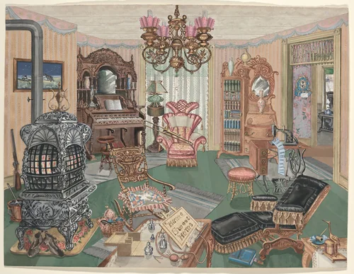 Rural Sitting Room, 1900 by Perkins Harnly, index of american design, 1935-1942