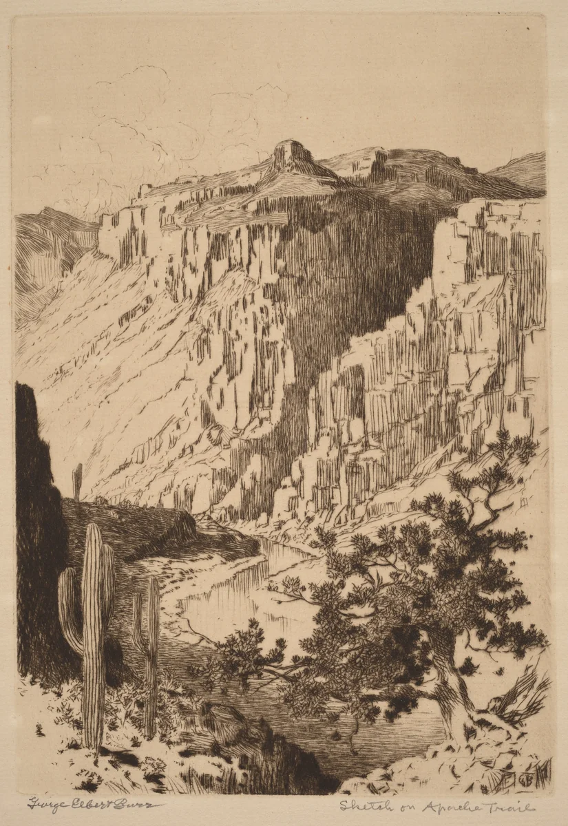 Sketch on Apache Trail, Arizona by George Elbert Burr, print, 1924-1934