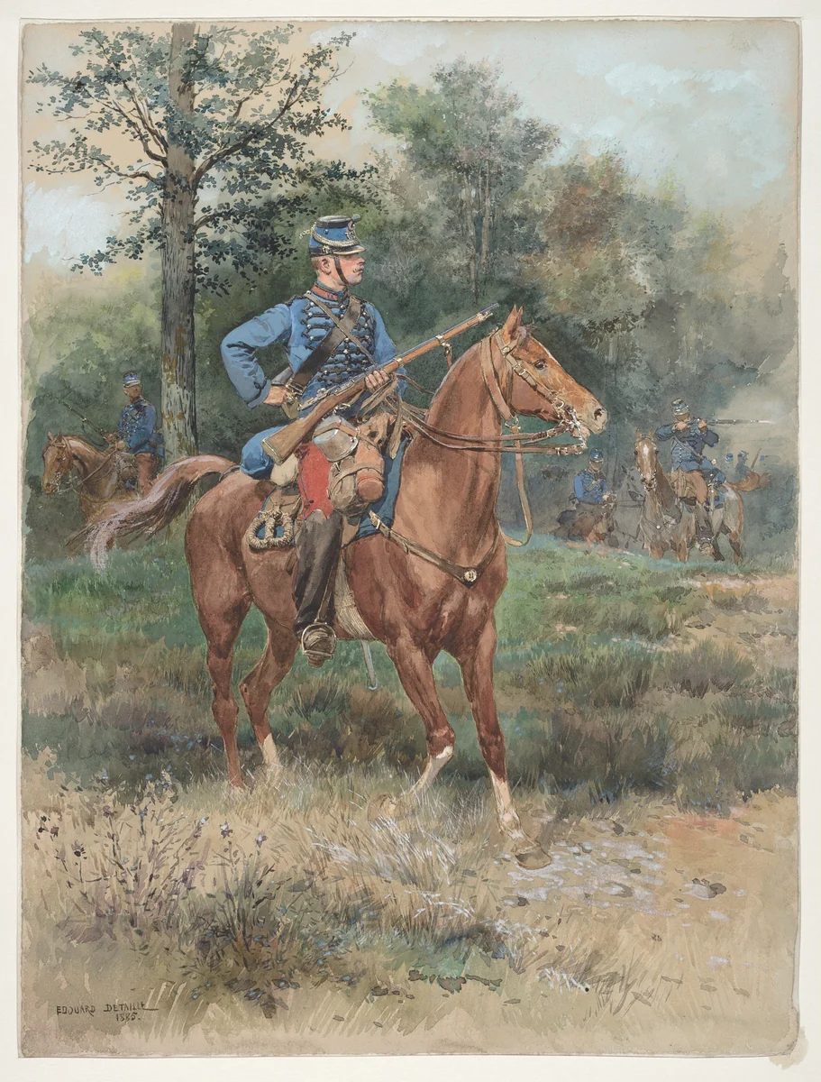 Chasseur à Cheval (Soldier on Horseback) by Jean Baptiste Edouard Detaille, drawing, 1848-1912